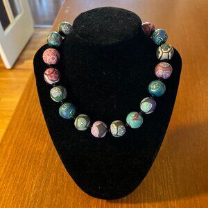 Polymer Clay Art Necklace 16"